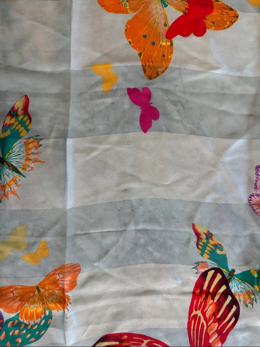 Vintage Chopard Chiffon Silk Scarf with Multi-Color Butterfly Motif